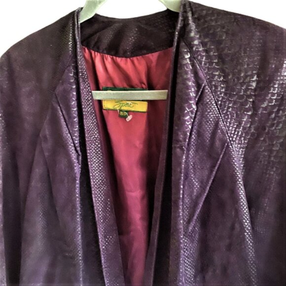 Vintage 80s Danier purple leather jacket coat - Picture 2 of 14